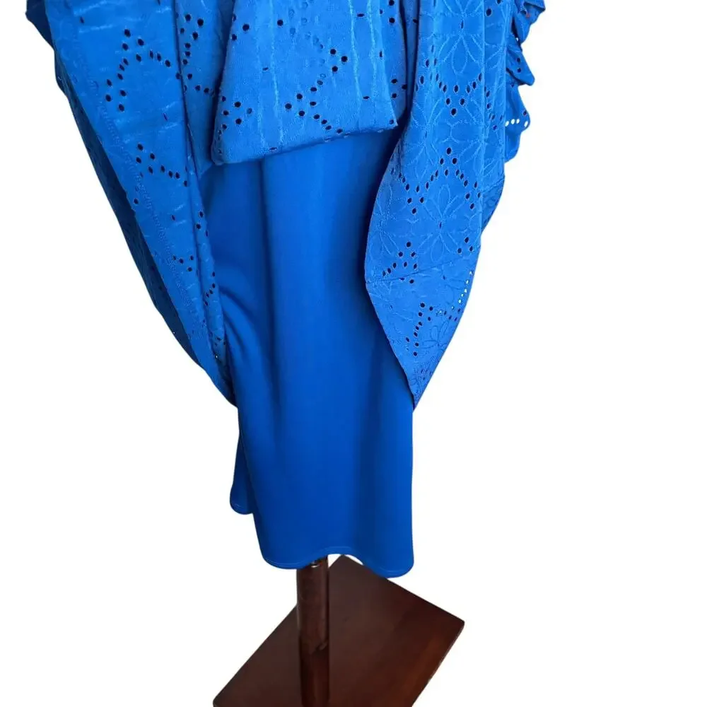 RUBY RD. Blue Lined Floral Shift Dress V-Neck Plus Size 2X New NWT